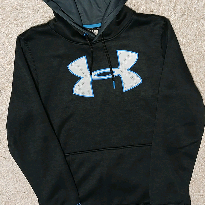 110) 언더아머 라지로고 기모 에센셜 후드티--1