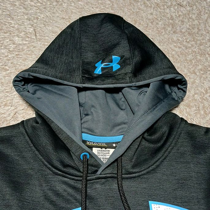 110) 언더아머 라지로고 기모 에센셜 후드티--2