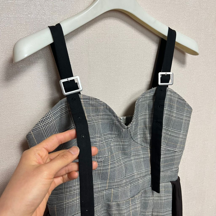 유니크 체크 뷔스티에 원피스(S) 이미지