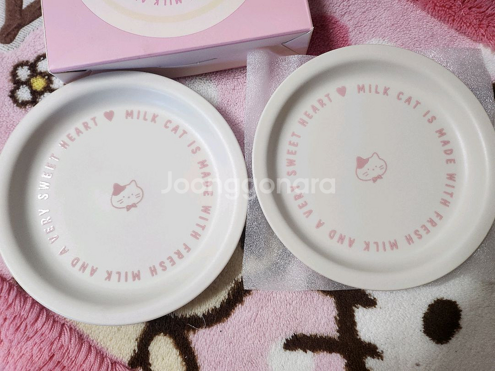 밀크캣 도자기 접시2개 세트 선물용 고양이 프린팅--0