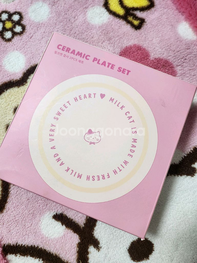 밀크캣 도자기 접시2개 세트 선물용 고양이 프린팅--2