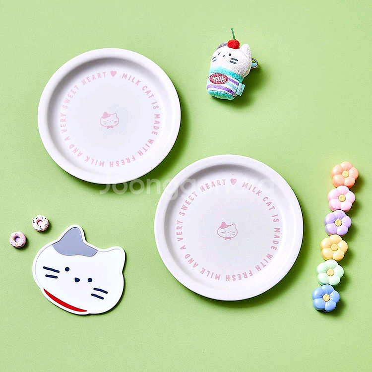 밀크캣 도자기 접시2개 세트 선물용 고양이 프린팅--4