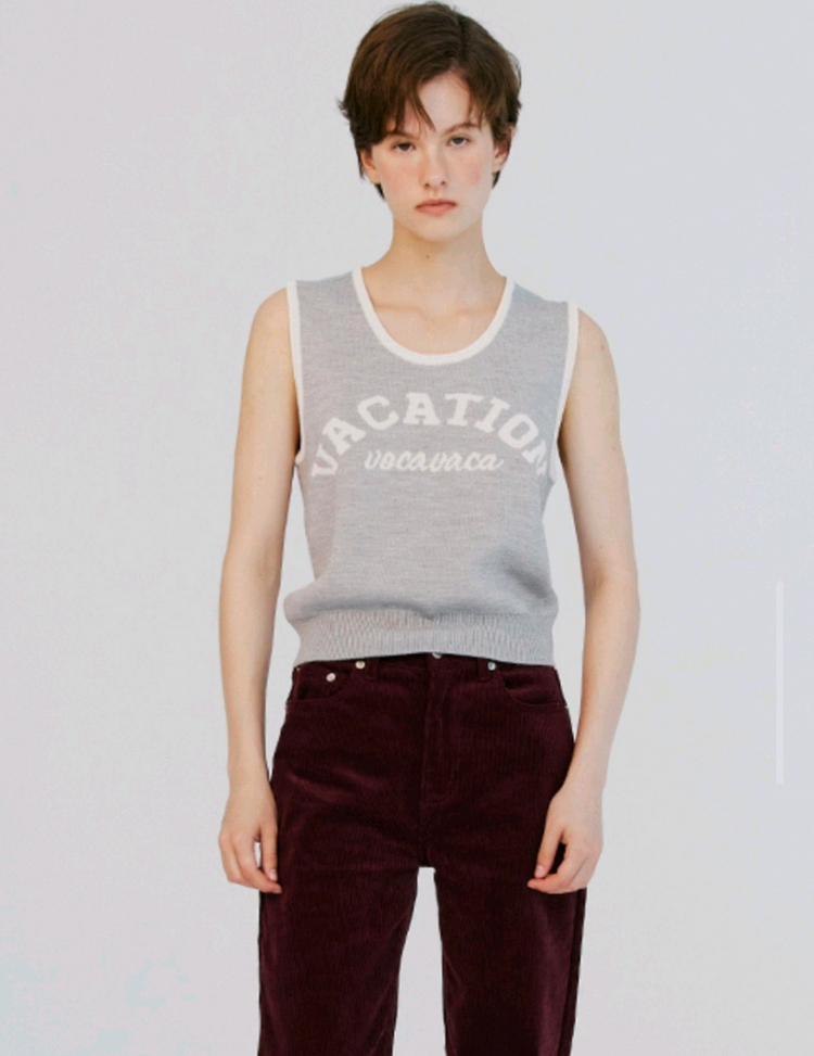 보카바카 VOCAVACA 울 니트 베스트 아이보리 그레이 이미지