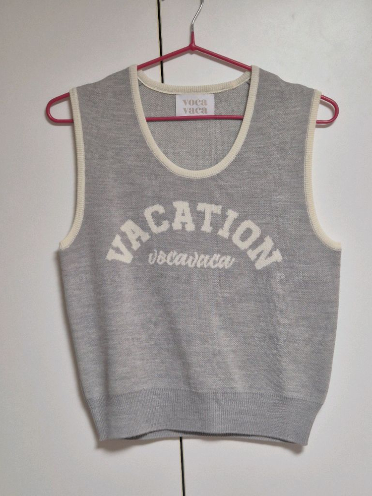 보카바카 VOCAVACA 울 니트 베스트 아이보리 그레이 이미지