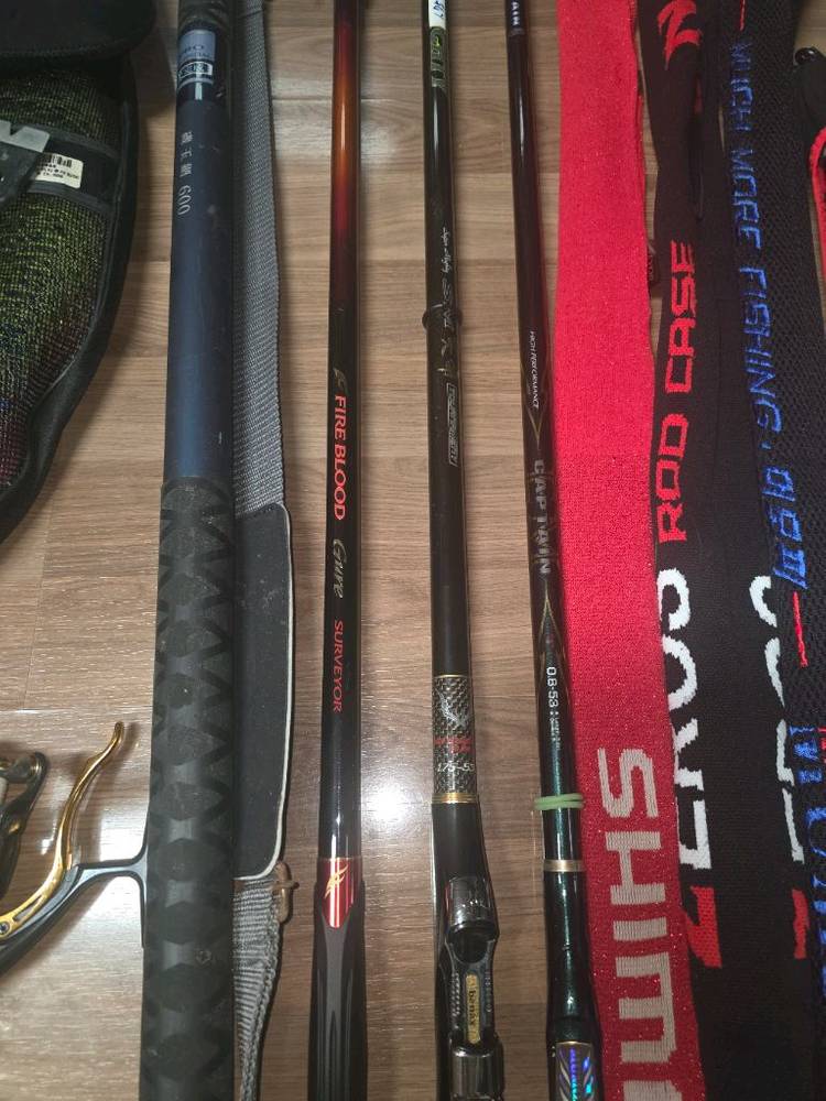 낚시대 케이스 세트,시마노화이어브러드구레,다이와토너머트3000번LBD.보조스플,가방,찌,티타늄뜰채,티타늄주걱(미사용 이미지