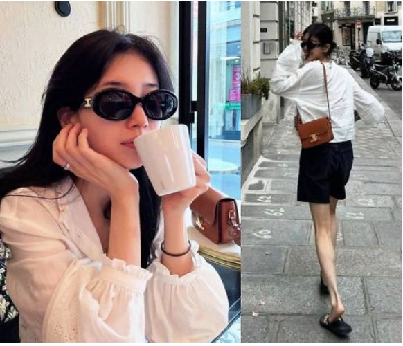 정품 셀린느 선글라스 트리옹프 오벌 선글라스 수지 안유진 아이린 01 블랙 신상--4