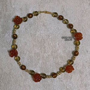 14K 천연 로즈 레드 골드브라운 산호 금 팔찌