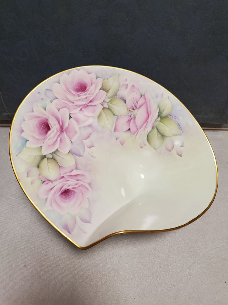 포슬린 아트 도자기 작품-핑크 로즈--1