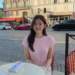 SIE 시에 아인 케이블 크롭 니트 핑크 s