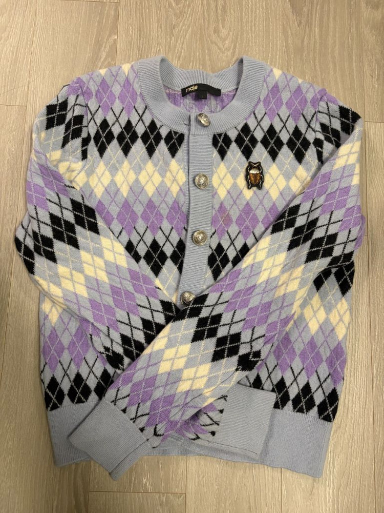 마쥬 아가일 니트 가디건 1사이즈--1