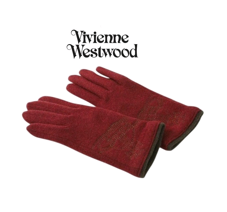 비비안 웨스트우드 빅 orb 자수 울장갑 / 와인 (새상품)--0