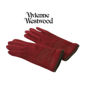 비비안 웨스트우드 빅 orb 자수 울장갑 / 와인 (새상품)
