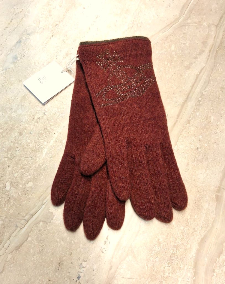 비비안 웨스트우드 빅 orb 자수 울장갑 / 와인 (새상품)--3