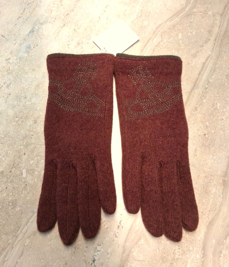 비비안 웨스트우드 빅 orb 자수 울장갑 / 와인 (새상품)--4