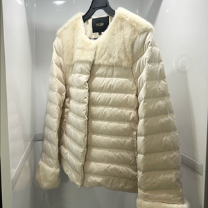 마쥬 maje 리얼밍크 트리밍 패딩자켓 오리털 덕다운 경량 점퍼 아이보리