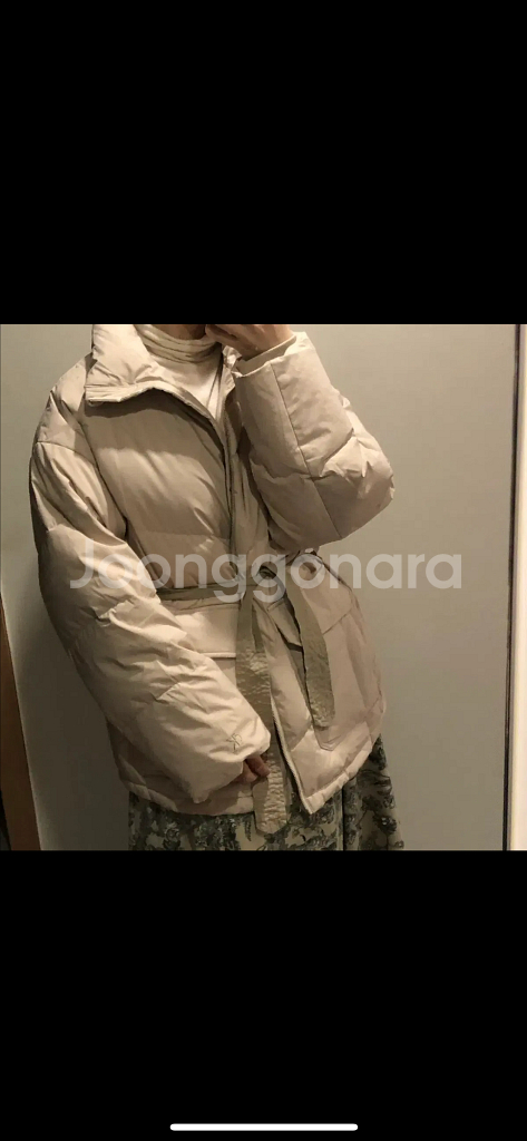 캘빈클라인 기은세 20년 CK 캘빈진스 덕다운 베이지 푸퍼 패딩 숏 재킷--4