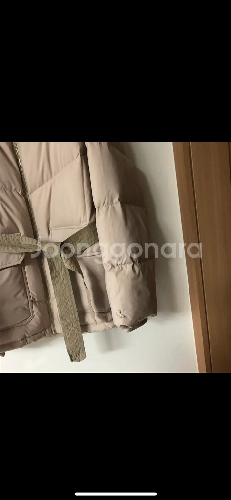 캘빈클라인 기은세 20년 CK 캘빈진스 덕다운 베이지 푸퍼 패딩 숏 재킷--5