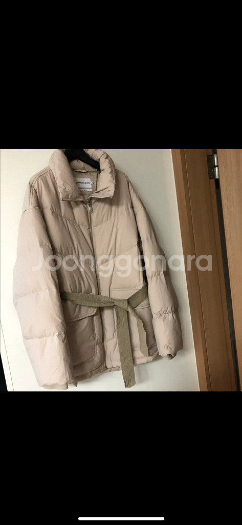 캘빈클라인 기은세 20년 CK 캘빈진스 덕다운 베이지 푸퍼 패딩 숏 재킷--8