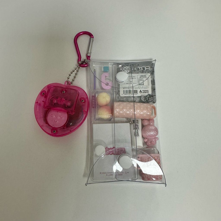 산리오 문구 음식 가챠 파우치 키링 (핑크)--1