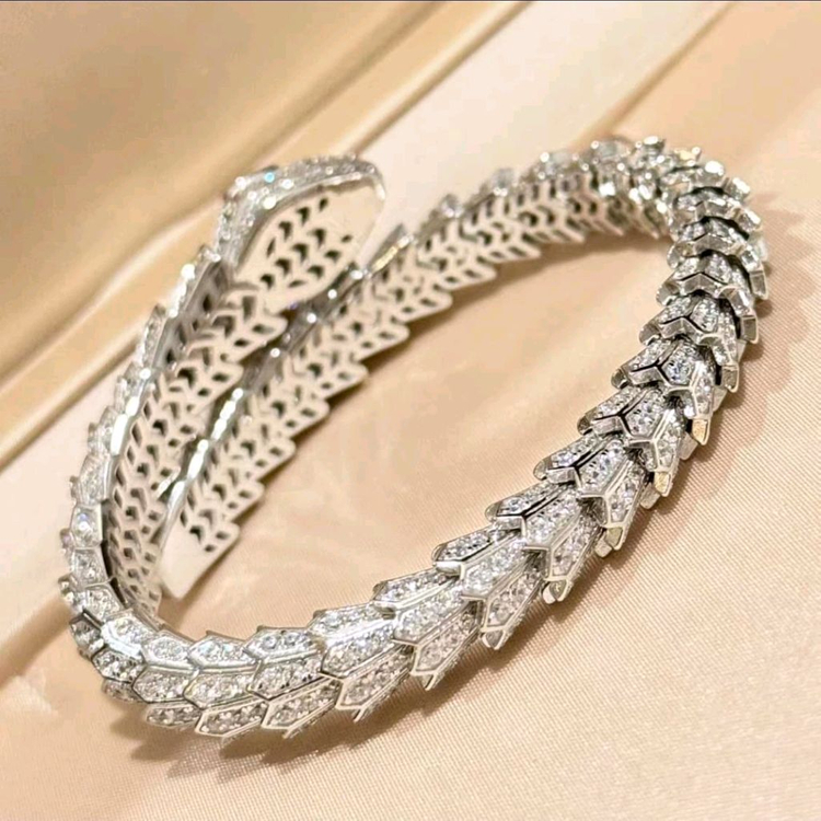 Oceanora S925 실버 풀다이아 스네이크 브레이슬릿 에메랄드 아이--3