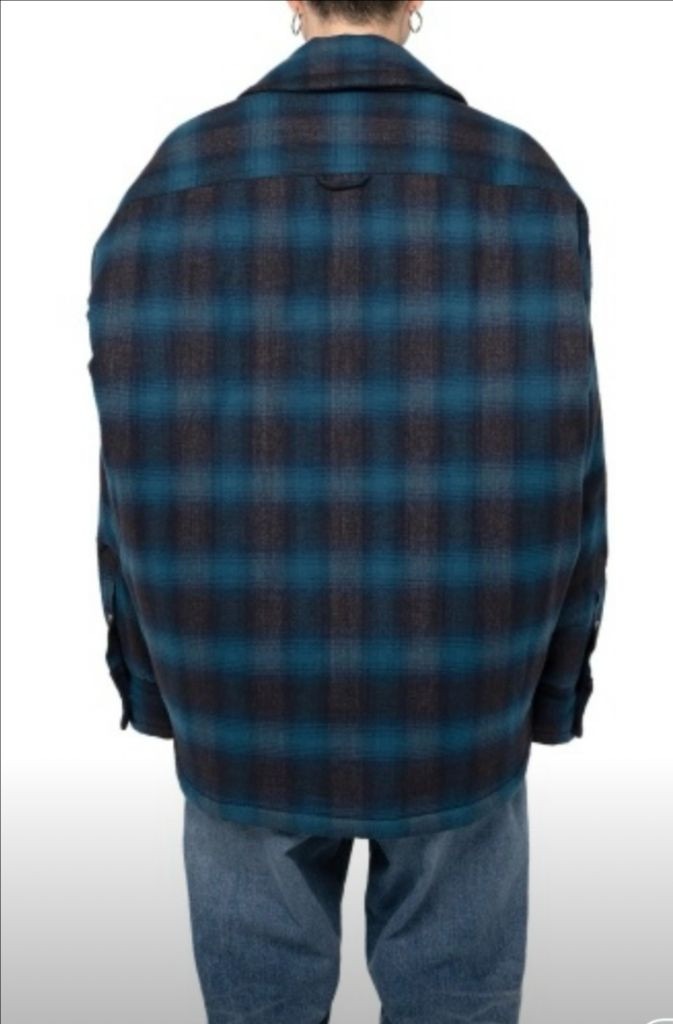 메종 미하라 야스히로 패디드 체크셔츠 블루 44--1