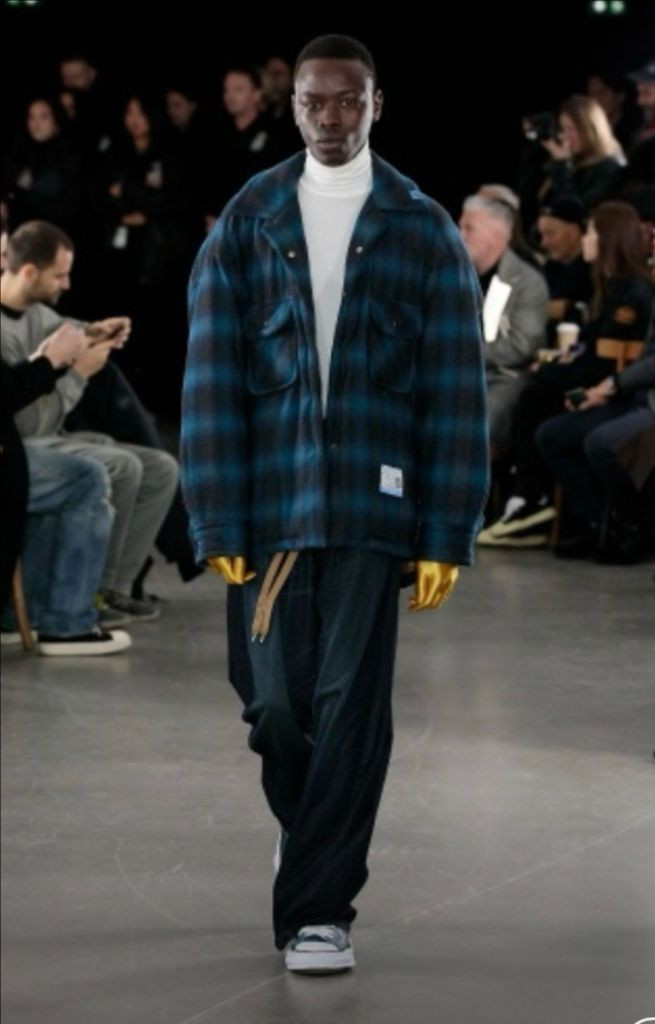 메종 미하라 야스히로 패디드 체크셔츠 블루 44--2