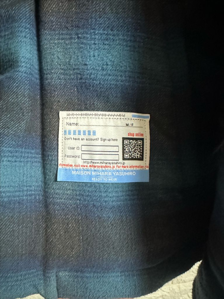 메종 미하라 야스히로 패디드 체크셔츠 블루 44--5