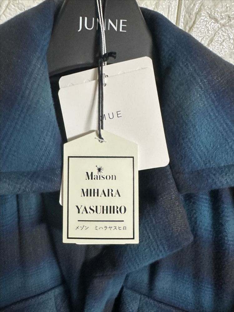 메종 미하라 야스히로 패디드 체크셔츠 블루 44--9