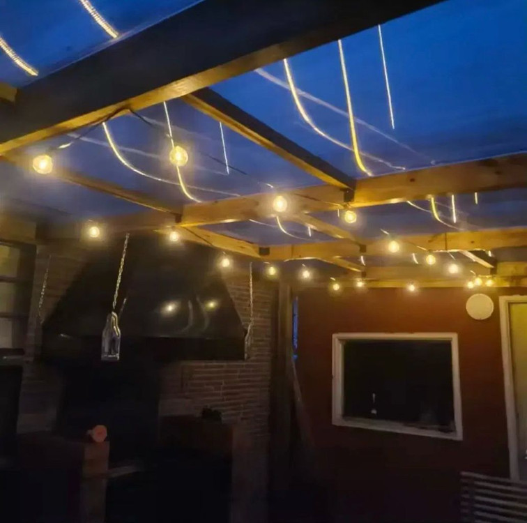 60미터 전구조명 (태양광 무전력 방수) 카페 캠핑장 농막 인테리어--4