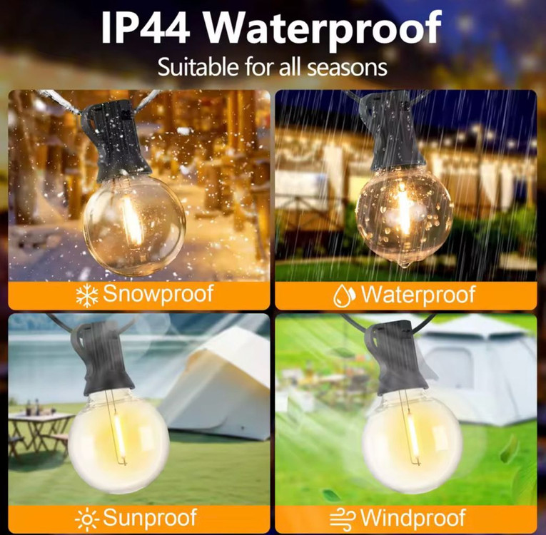 60미터 전구조명 (태양광 무전력 방수) 카페 캠핑장 농막 인테리어--8