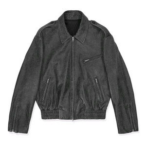 새제품 L) STU 에폴렛 레더 자켓 블랙 이미지