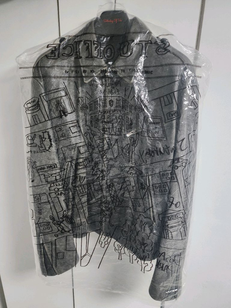 새제품 L) STU 에폴렛 레더 자켓 블랙 이미지