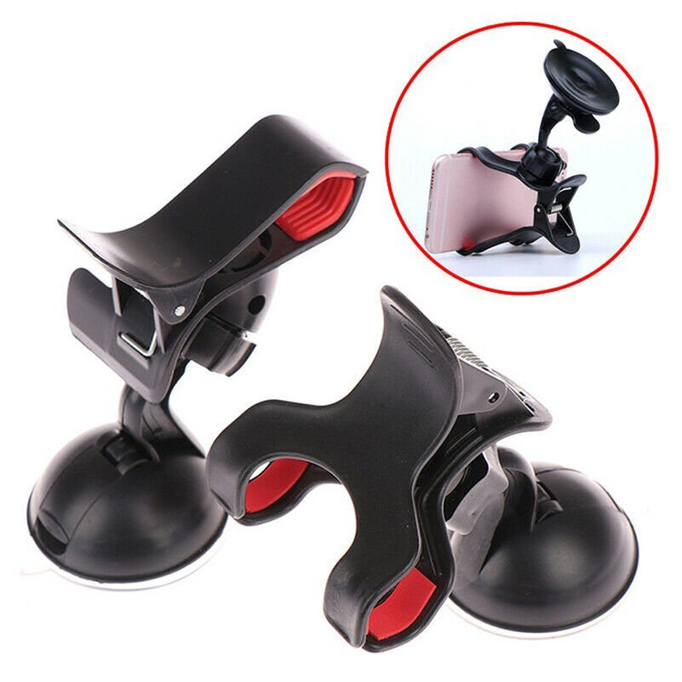 새 검정색 차량용 2자 더블 360도 집게 흡착형 회전--7