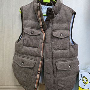 아스터패딩조끼 헤링본패딩조끼 브라운톤 울패딩조끼