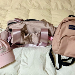 여성용 핑크 운동가방 세트