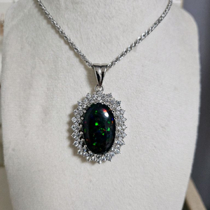 925. 실버 블랙 오팔 모이사나이트 펜던트