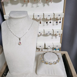 925. 실버 오렌지 오팔 물방울 헤일로 세팅 목걸이 팔찌 세트