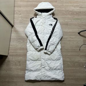 노스페이스 사이드라인 로고 테이핑 롱패딩 점퍼 [화이트] M/95