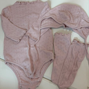 리틀모어댄 바디수트,보넷,양말 아이보리 핑크