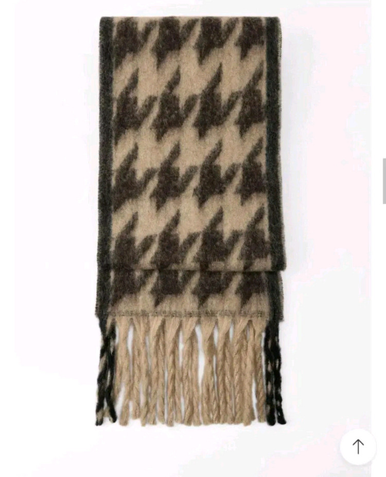 zara 자라 자카드 니트 머플러 - 브라운--4