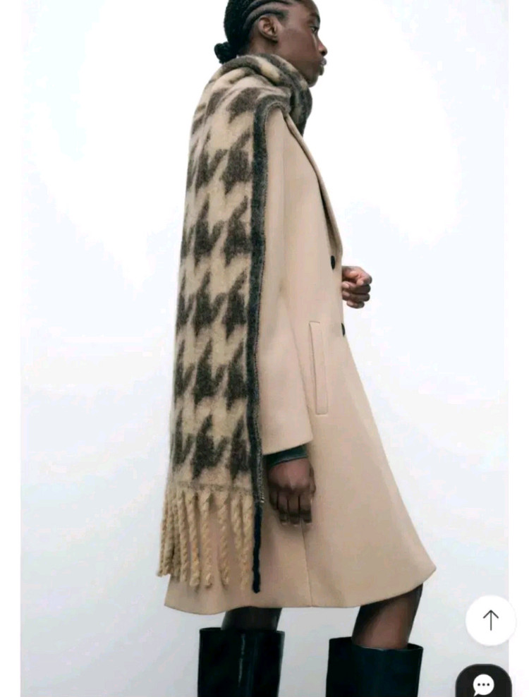 zara 자라 자카드 니트 머플러 - 브라운--5