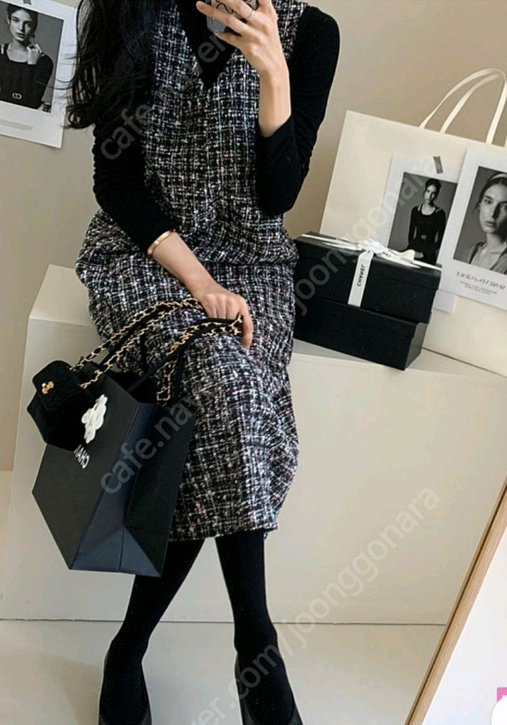 데일리룩 자체제작 샤네트위드원피스 S--1