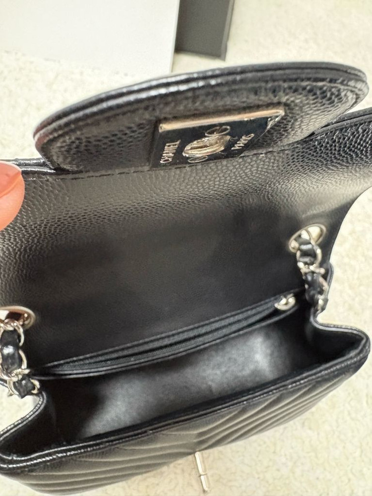 샤넬 쁘띠삭 미니 캐비어 쉐브론--4