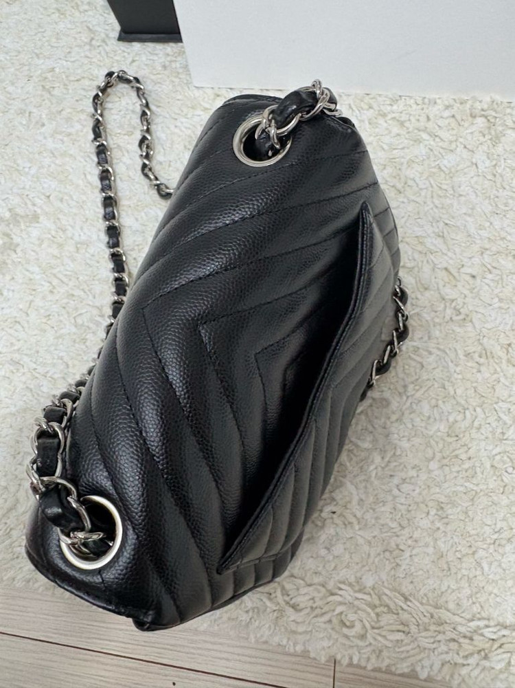 샤넬 쁘띠삭 미니 캐비어 쉐브론--8