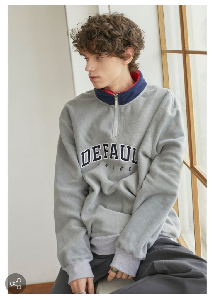 디폴트벨류 뽀글이 아치로고 하프플리스 집업 L(최종할인 이미지