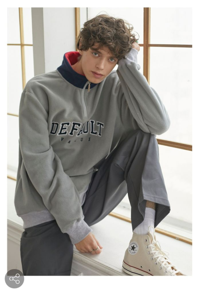 디폴트벨류 뽀글이 아치로고 하프플리스 집업 L(최종할인 이미지