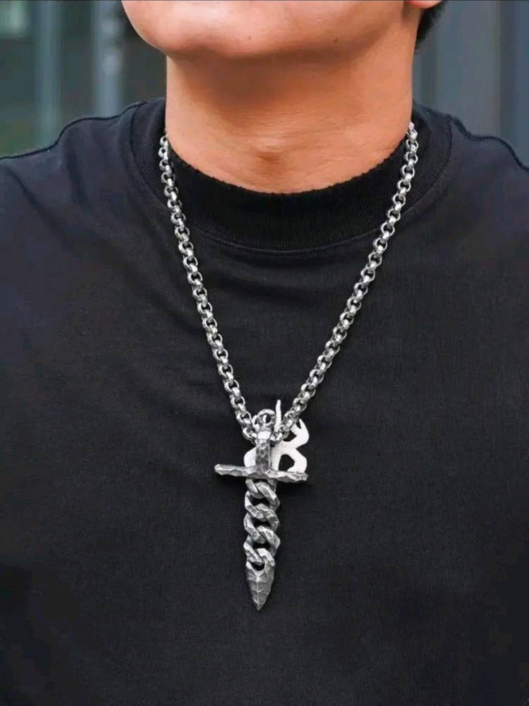 Oceanora S925 수제 홀리 소드 남성 펜던트--3