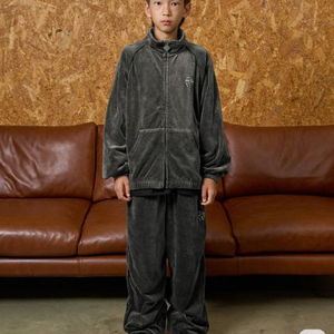 산 SANN 벨로아 하이넥 집업 130+조거팬츠 차콜 120 새상품 (히로, glgk)