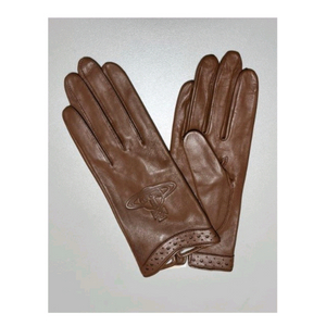 비비안 웨스트우드 빅orb 로고 양가죽 장갑 브라운(새상품)