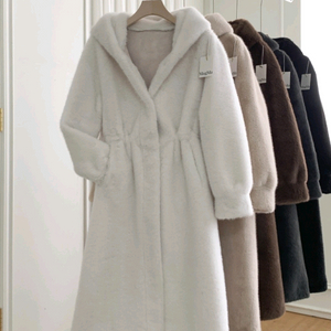 후드 퍼 롱 코트 (새제품)